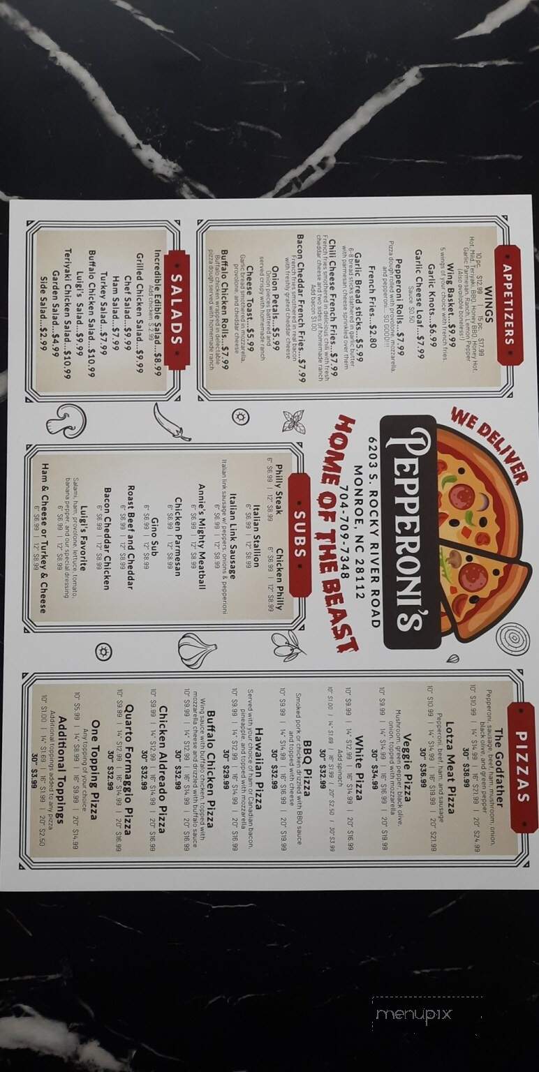 Pepperoni's Pizza - Monroe, NC menu_pic