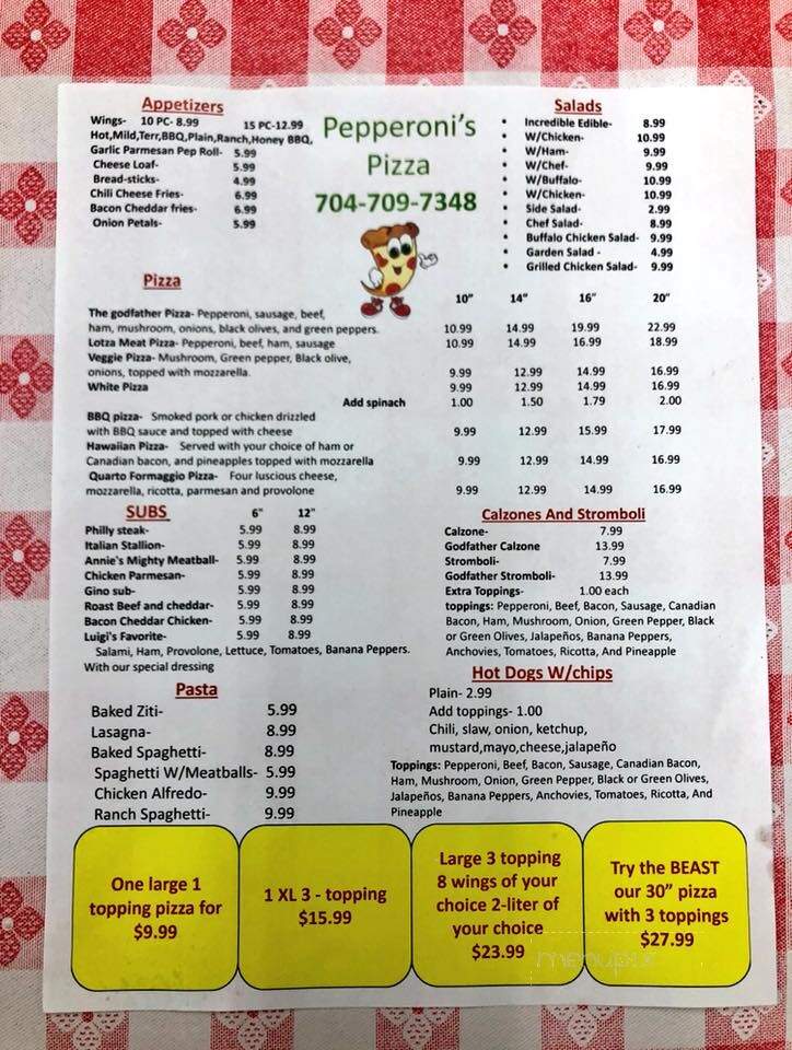 Pepperoni's Pizza - Monroe, NC menu_pic