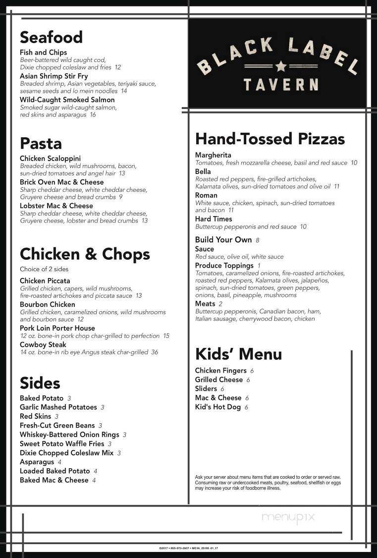 Black Label Tavern - Milford, MI menu_pic