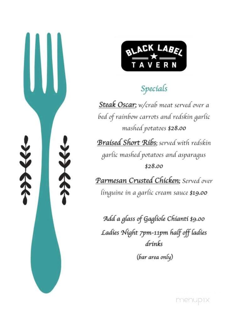 Black Label Tavern - Milford, MI menu_pic
