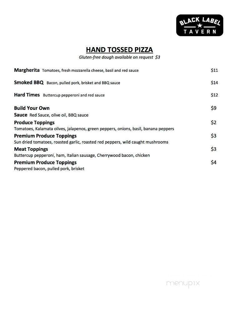 Black Label Tavern - Milford, MI menu_pic