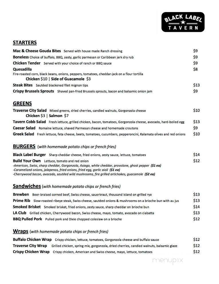 Black Label Tavern - Milford, MI menu_pic