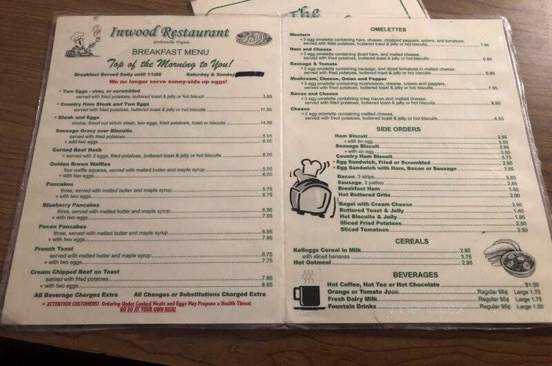 Inwood Restaurant - Gordonsville, VA menu_pic