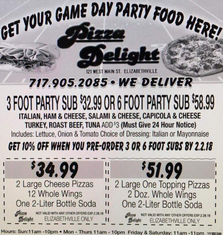 Pizza Delight - Elizabethville, PA menu_pic