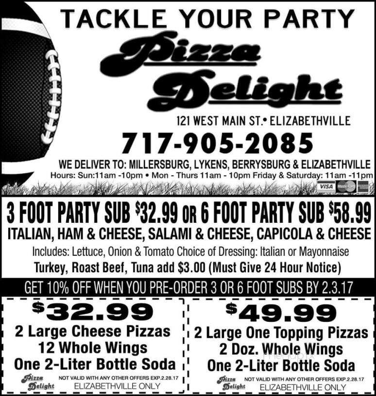 Pizza Delight - Elizabethville, PA menu_pic