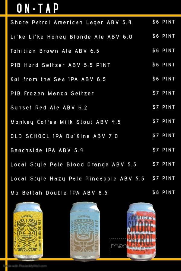 Pacific Islander Beer Company - Santee, CA menu_pic