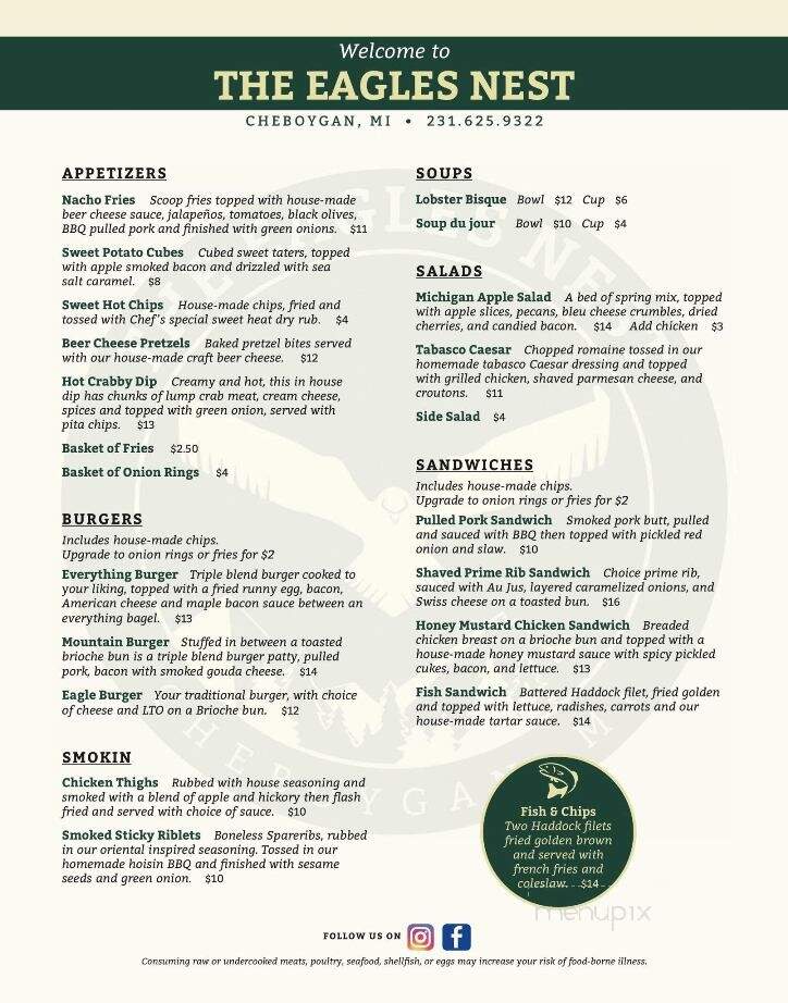 Chateau Lodge - Cheboygan, MI menu_pic