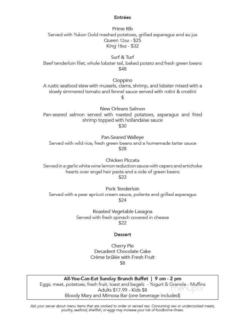 Chateau Lodge - Cheboygan, MI menu_pic