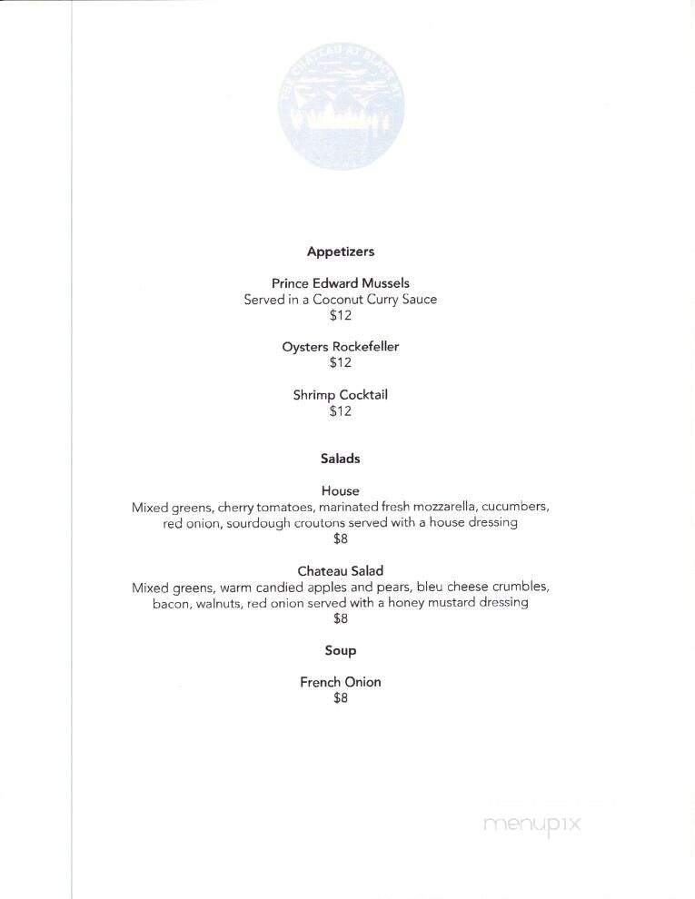Chateau Lodge - Cheboygan, MI menu_pic