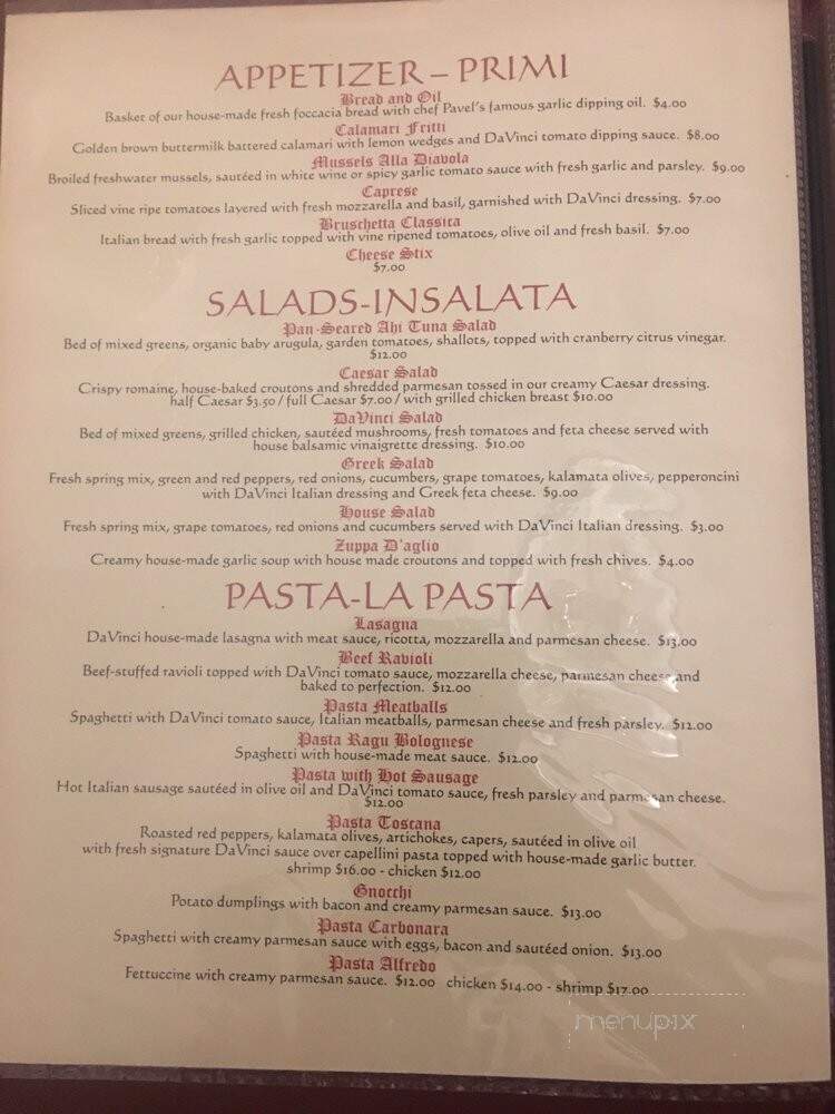Da Vinci Little Italian - Hopkinsville, KY menu_pic