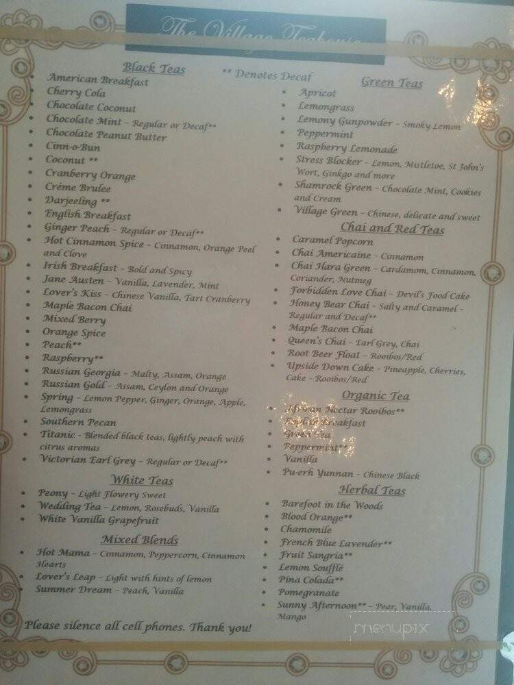 The Village Teahouse - Lansdale, PA menu_pic