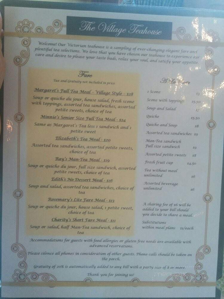 The Village Teahouse - Lansdale, PA menu_pic