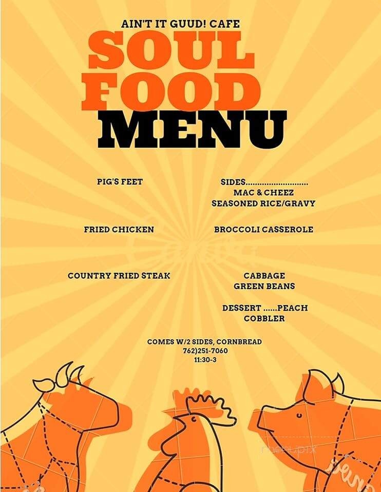 Ain't It Guud! Cafe - Elberton, GA menu_pic