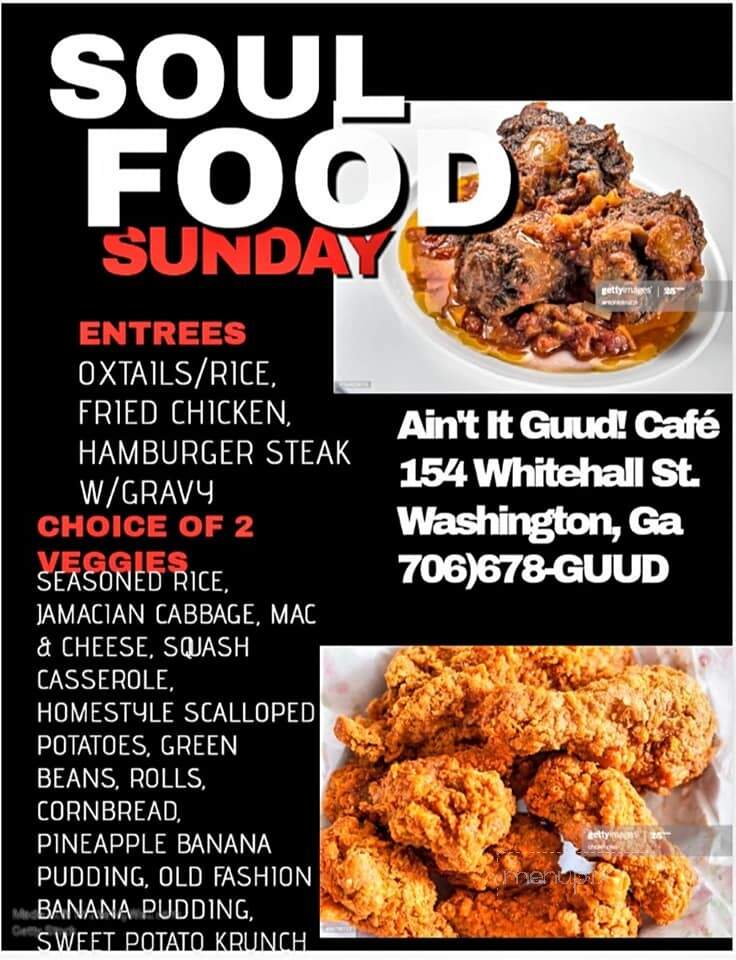 Ain't It Guud! Cafe - Elberton, GA menu_pic