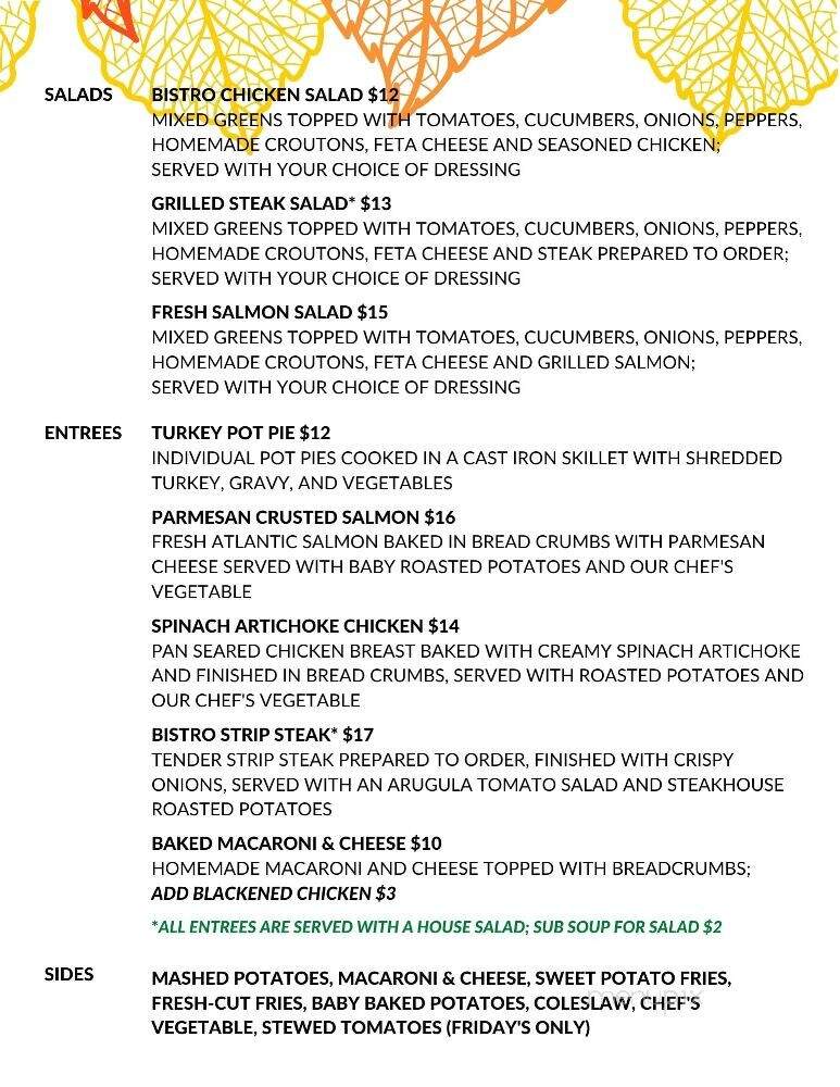 The Bistro at the Village Green - Martinsburg, PA menu_pic