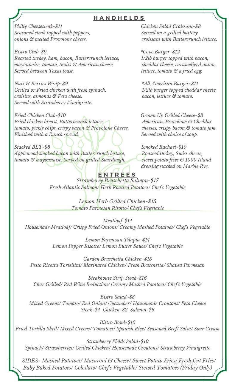 The Bistro at the Village Green - Martinsburg, PA menu_pic
