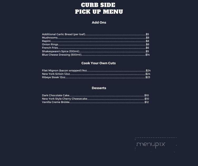 Shakespeare's Steak and Seafood House - Hamilton, ON menu_pic