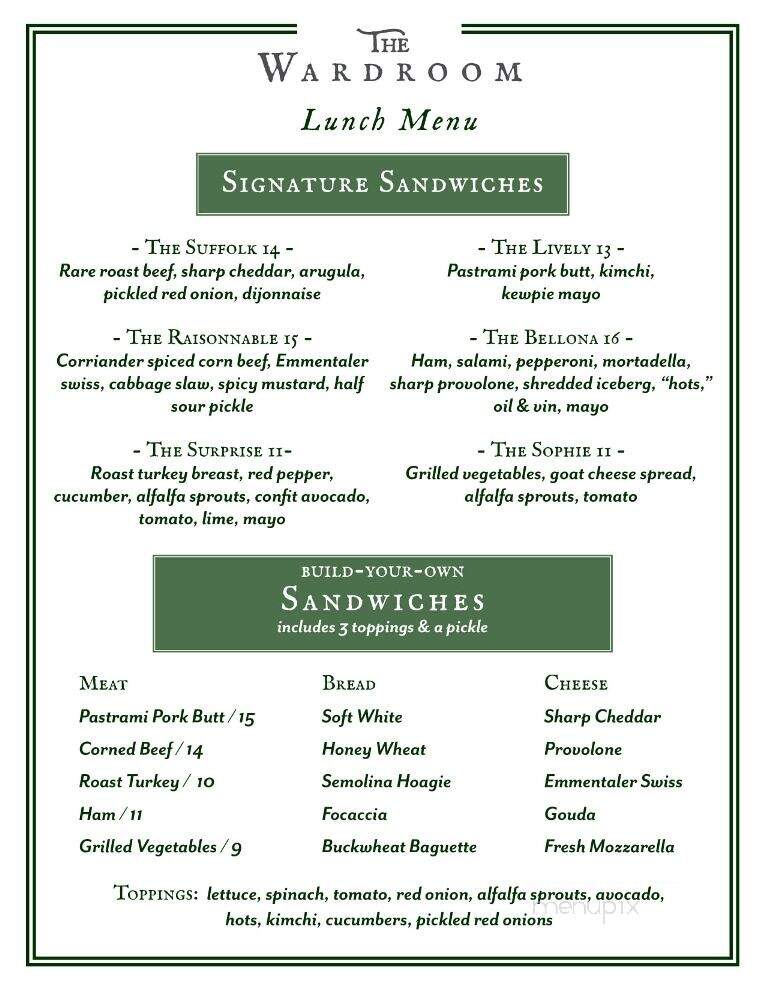 The Wardroom Market Bistro - Easton, MD menu_pic