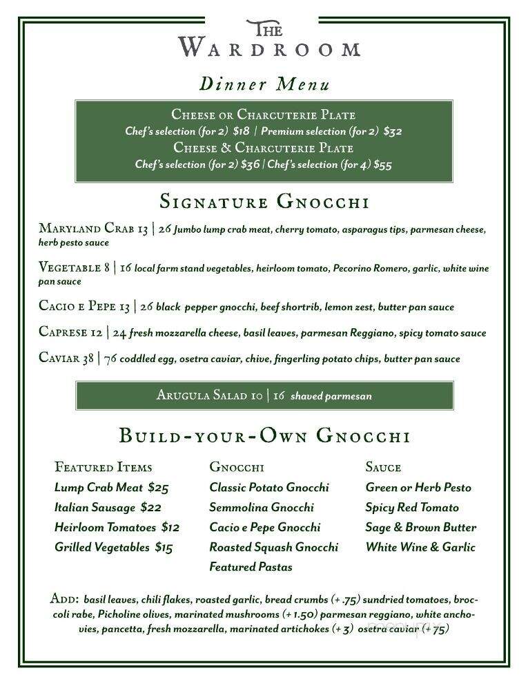 The Wardroom Market Bistro - Easton, MD menu_pic