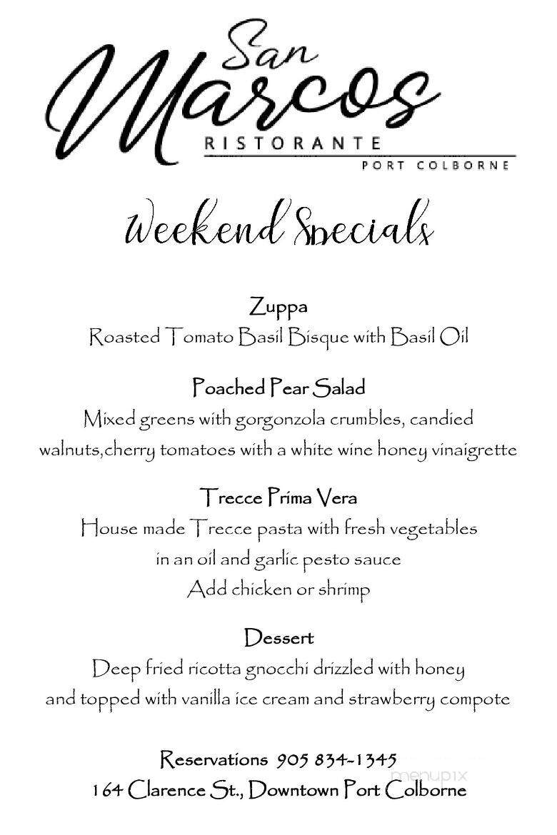 San Marcos Ristorante Inc - Port Colborne, ON menu_pic