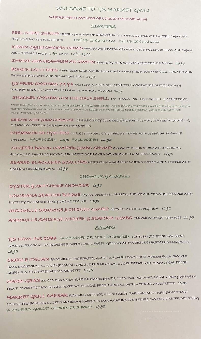 Tjs Market Grill - Placida, FL menu_pic