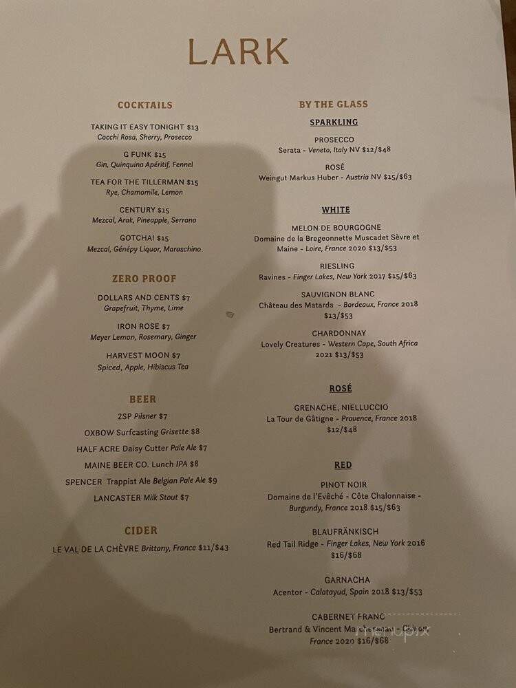 Lark - Bala Cynwyd, PA menu_pic