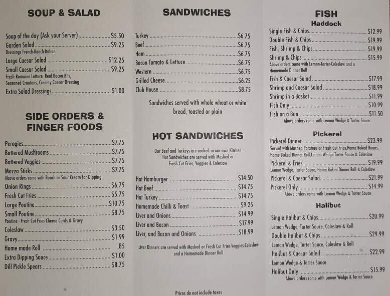 Green Acres - Sheguiandah, ON menu_pic
