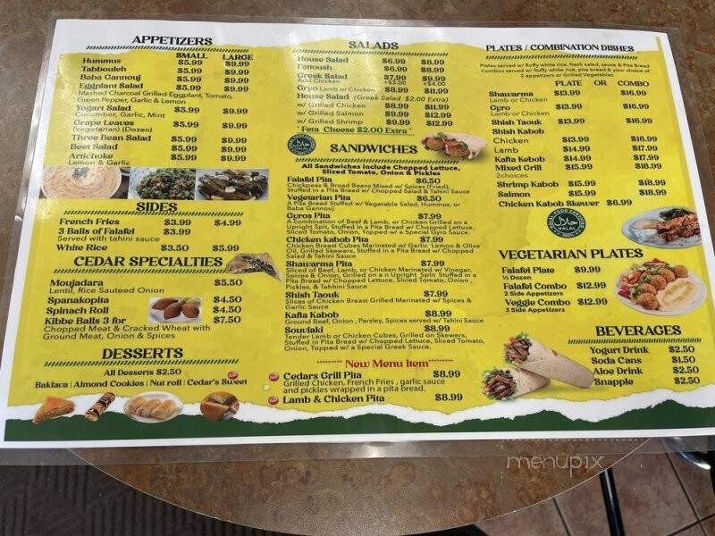 Cedars Mediterranean Grill - Stroudsburg, PA menu_pic