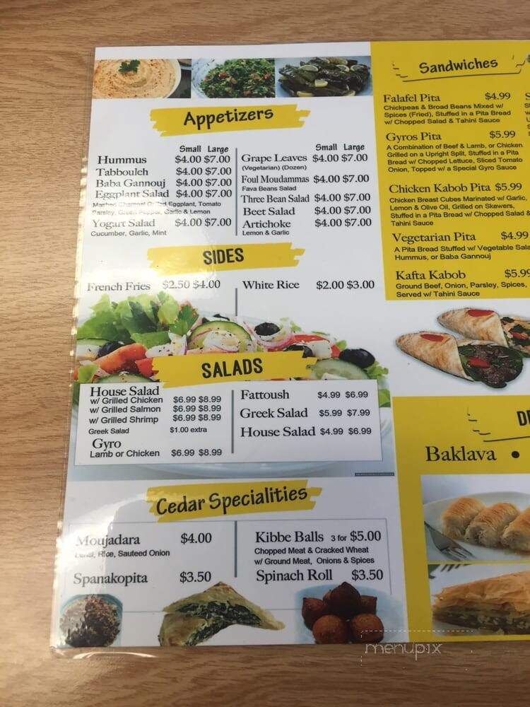 Cedars Mediterranean Grill - Stroudsburg, PA menu_pic