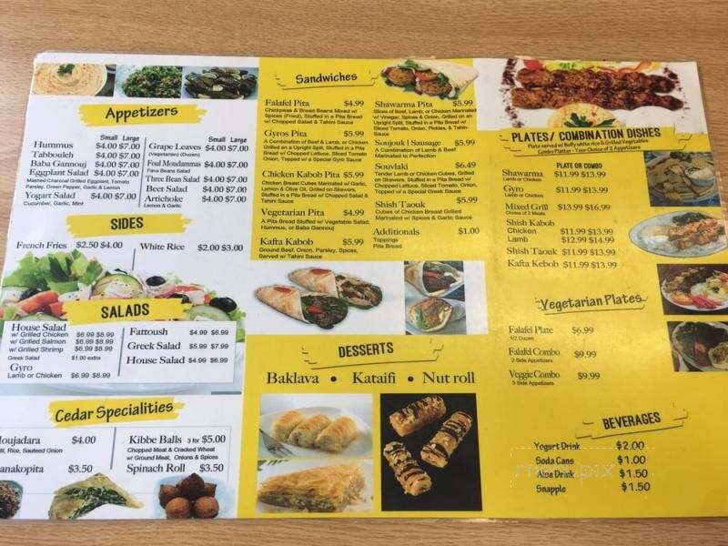 Cedars Mediterranean Grill - Stroudsburg, PA menu_pic