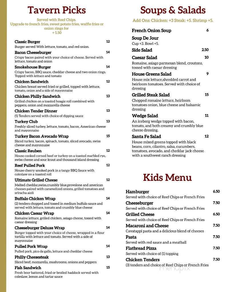 The Reef - Memphis, NY menu_pic