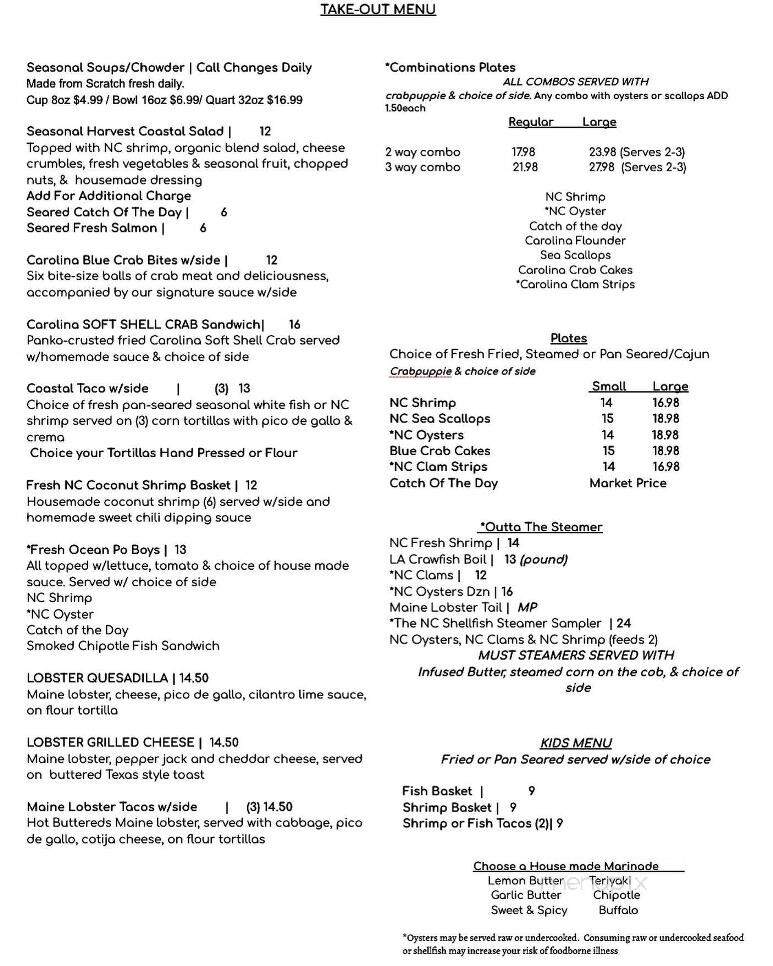 High Country Seafood - West Jefferson, NC menu_pic