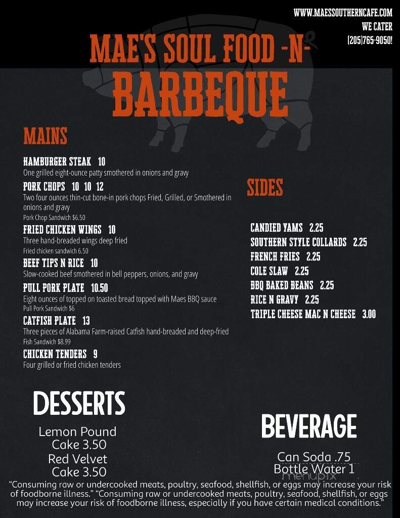 Mae's Southern Cafe - Northport, AL menu_pic