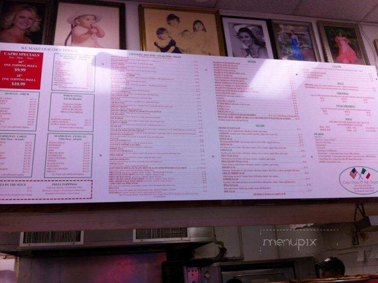 Capri Pizza & Sub Shop - Glen Burnie, MD menu_pic