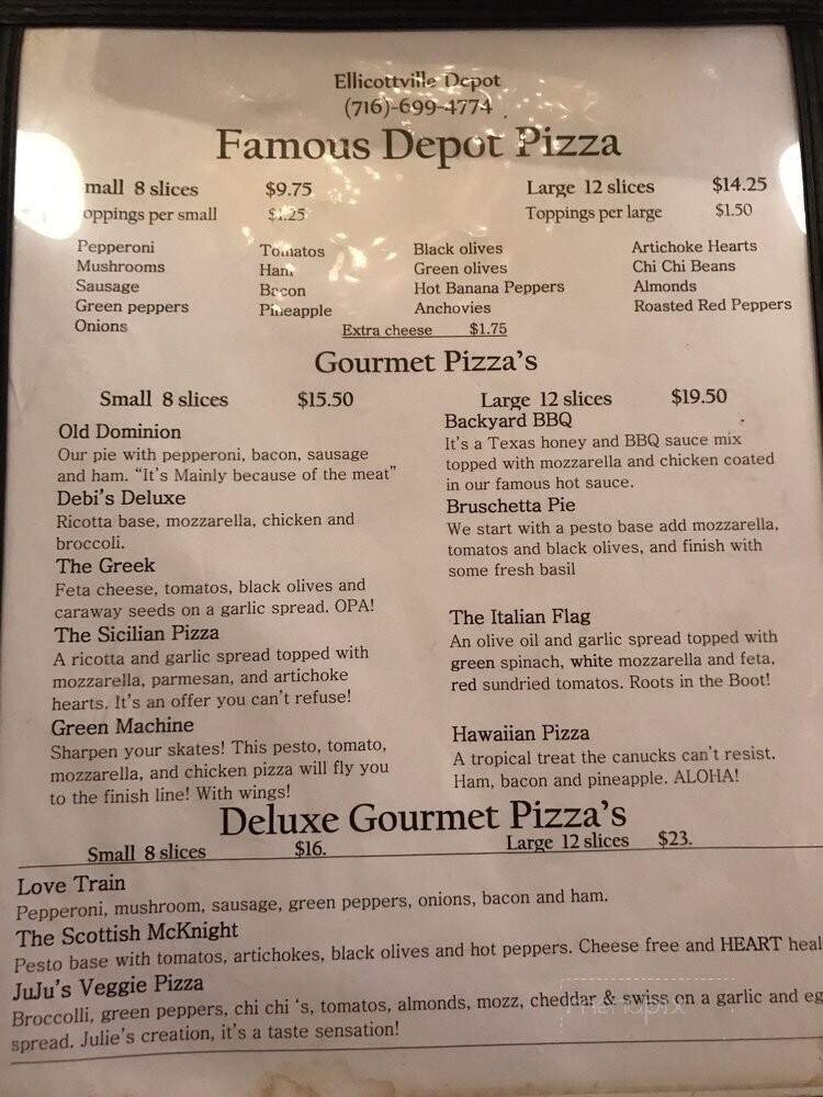 Ellicottville Depot Restaurant - Ellicottville, NY menu_pic