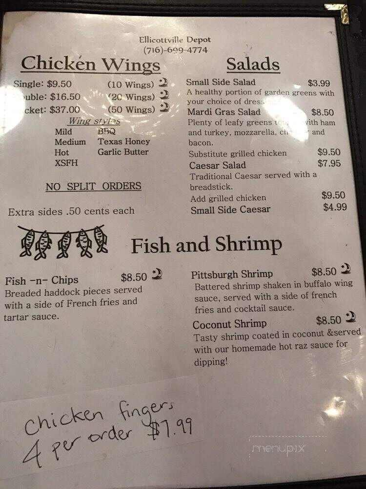 Ellicottville Depot Restaurant - Ellicottville, NY menu_pic