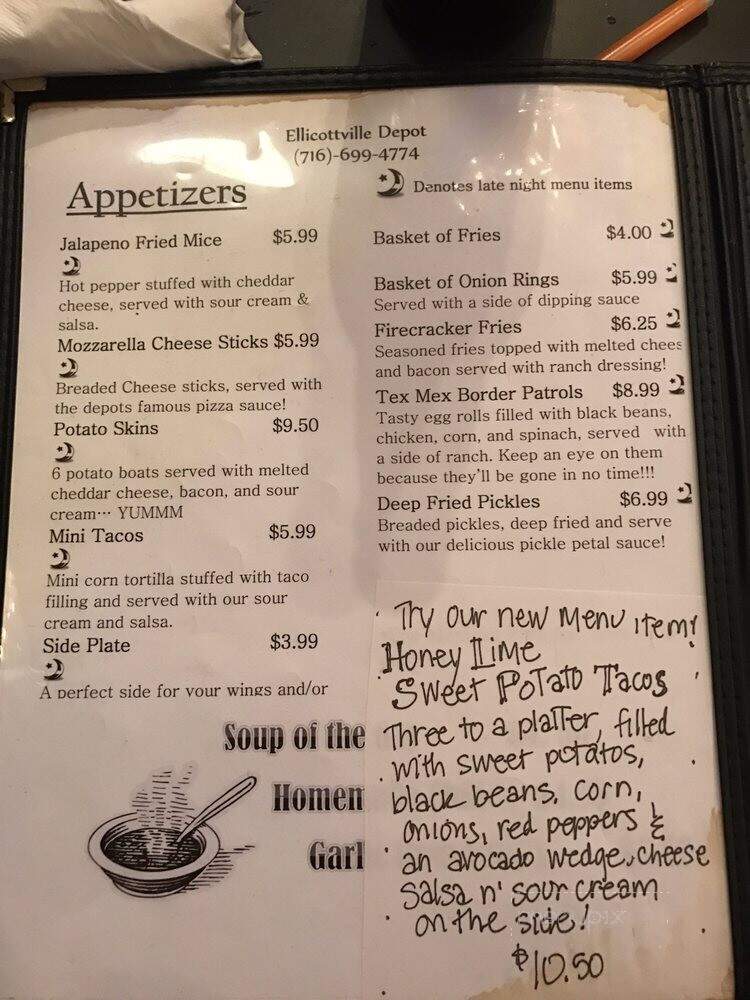Ellicottville Depot Restaurant - Ellicottville, NY menu_pic