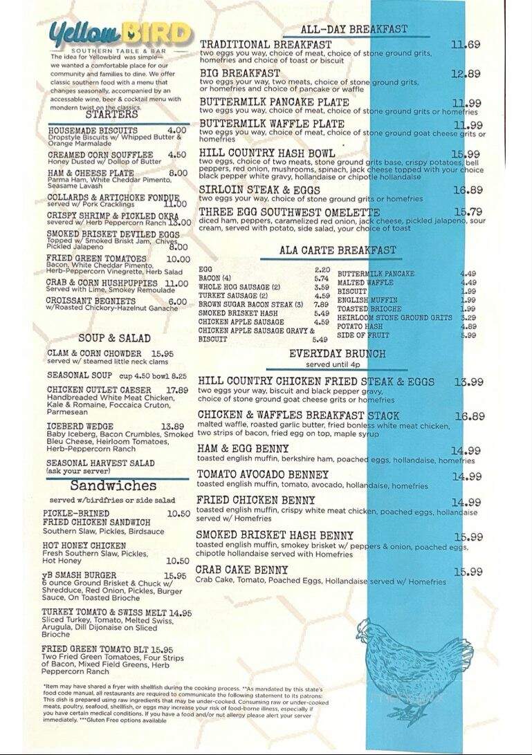 Yellow Bird Southern Table & Bar - Southern Pines, NC menu_pic