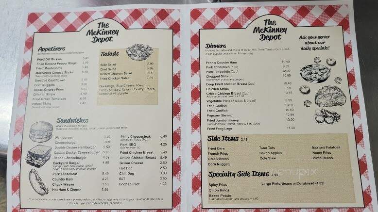 McKinney Depot Restaurant - McKinney, KY menu_pic