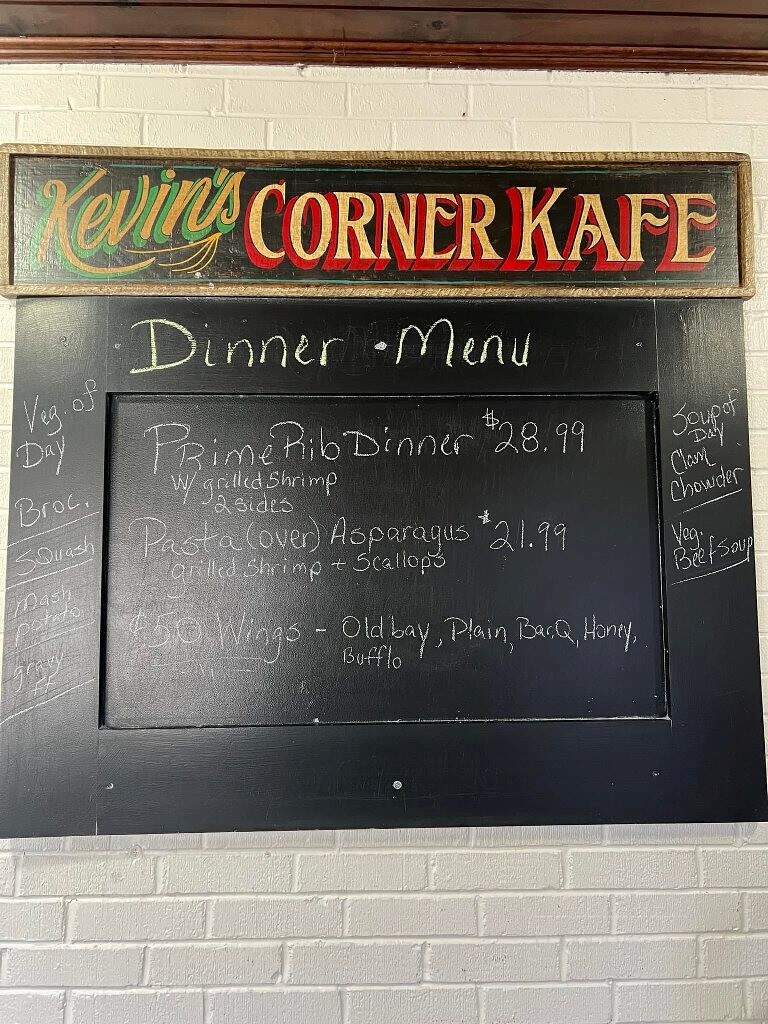 Kevin's Corner Kafe - Leonardtown, MD menu_pic