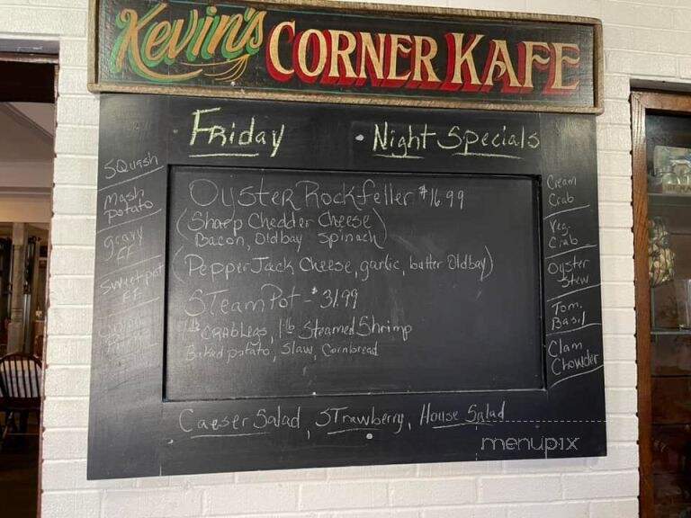 Kevin's Corner Kafe - Leonardtown, MD menu_pic