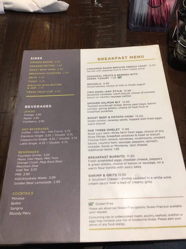 Jack Nicklaus Golden Bear Grill - Charleston, SC menu_pic