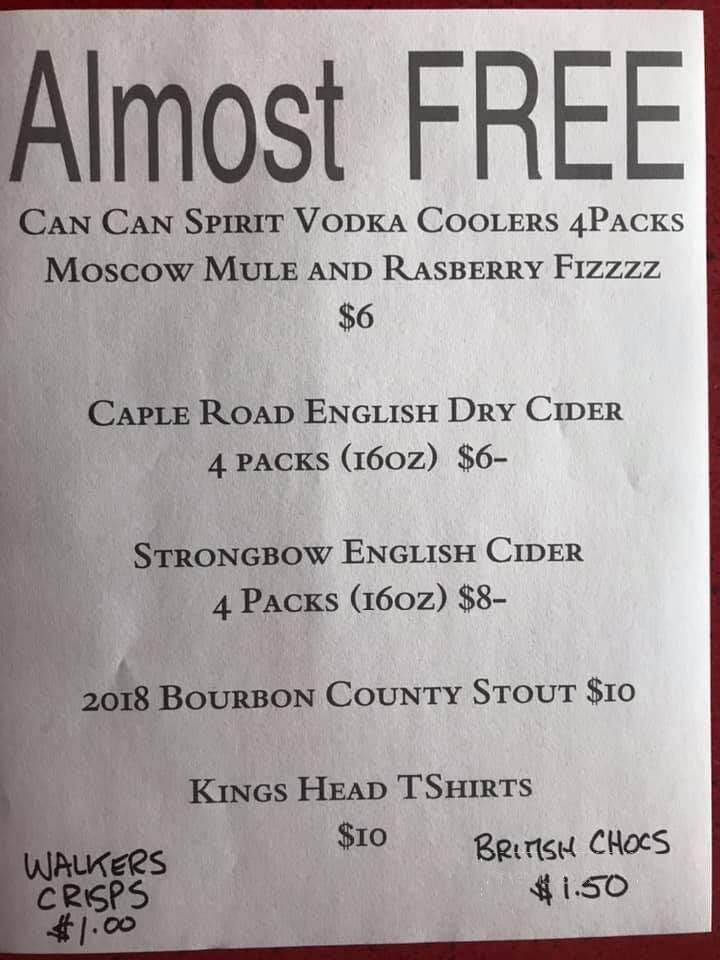 Kings Head Pub & Restaurant - Sunrise, FL menu_pic