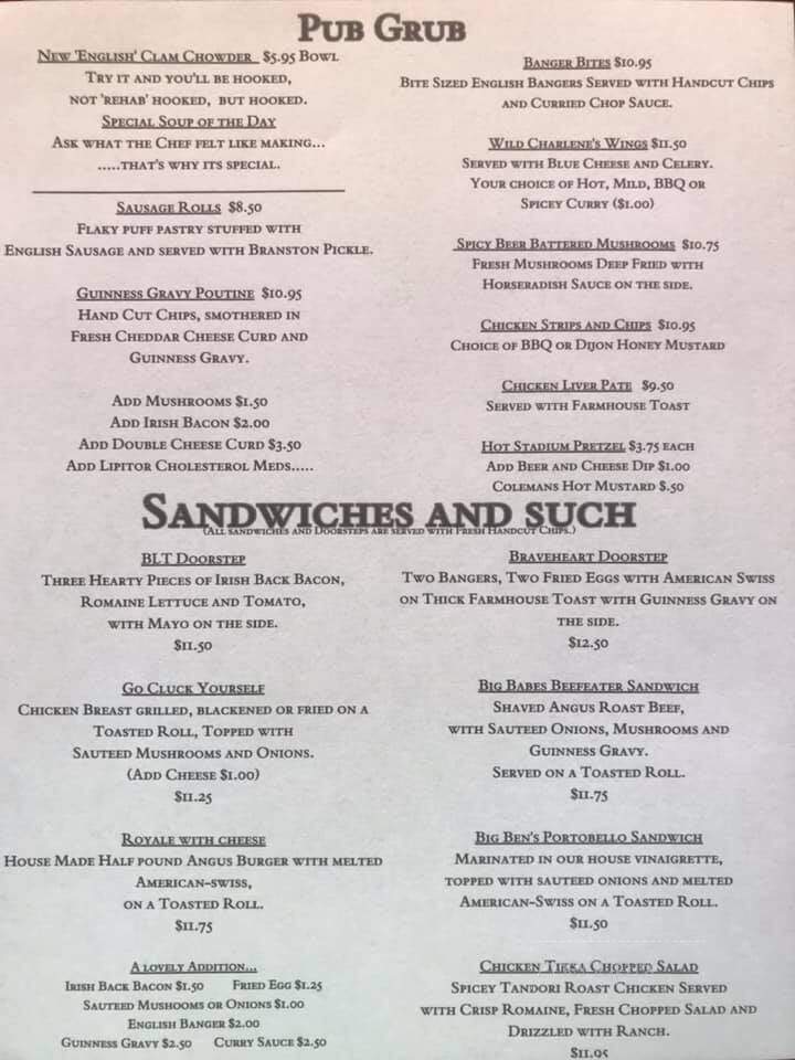 Kings Head Pub & Restaurant - Sunrise, FL menu_pic