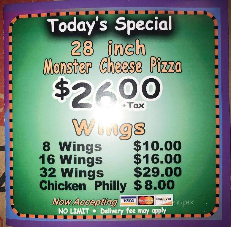 Monster's Pizza - Floral City, FL menu_pic
