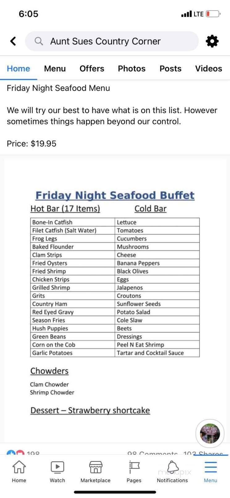 Aunt Sue's Country Corner - Pickens, SC menu_pic