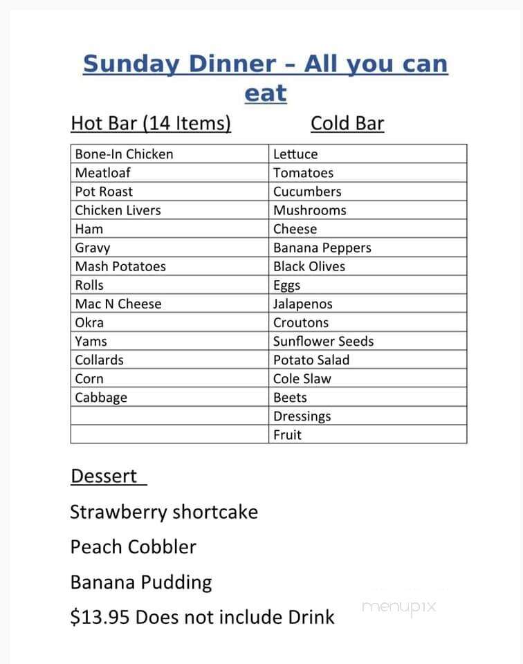 Aunt Sue's Country Corner - Pickens, SC menu_pic