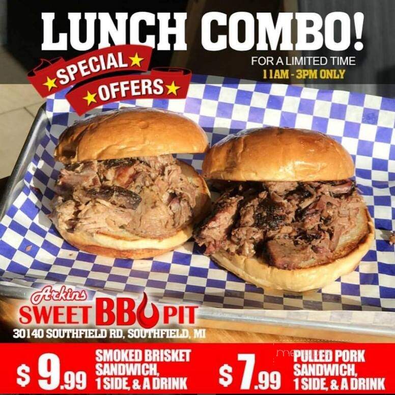 Arkin's Sweet BBQ Pit - Southfield, MI menu_pic