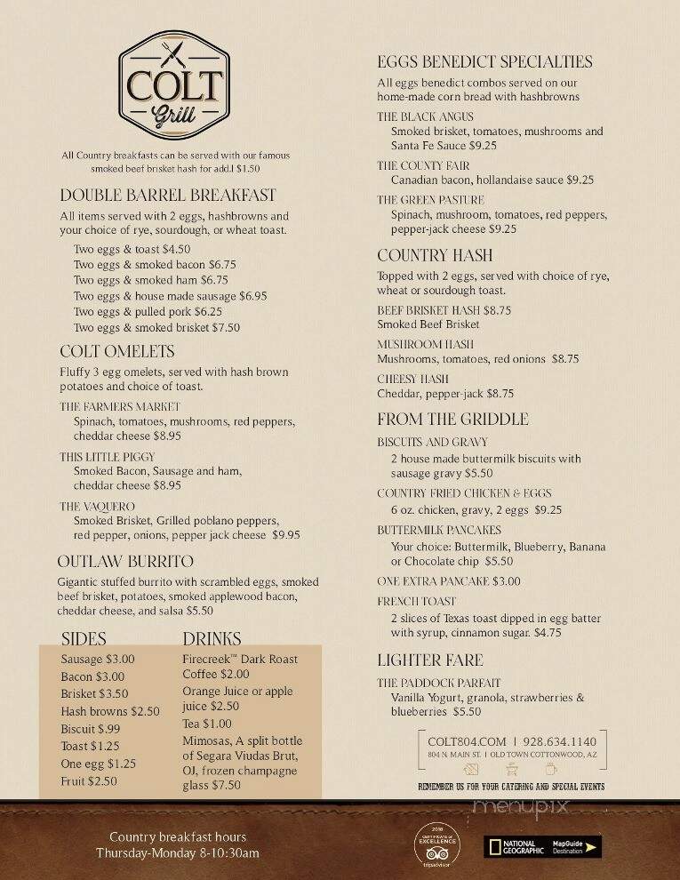 Colt Grill, Bbq & Spirits - Prescott Valley, AZ menu_pic