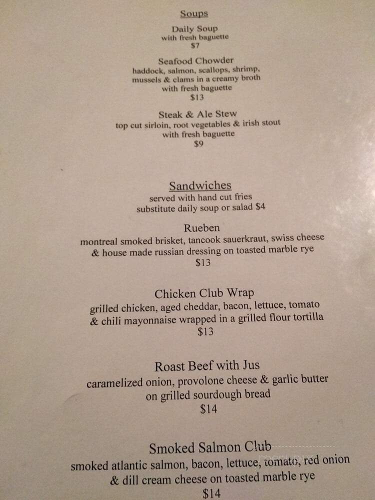 The Henry House Restaurant & Pub - Halifax, NS menu_pic